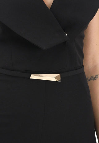 Simona Corsellini tuta jumpsuit lunga donna con cintina nero