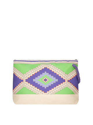 Me Fui pochette donna in fantasia tropicale verde viola