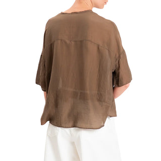 Vicolo camicia donna misto seta marrone TAB0670 CIOCCOLATO VICOLO