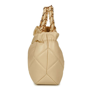 Love Moschino borsa a secchiello in ecopelle trapuntata beige chiaro