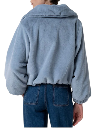 Surkana pelliccia ecologica con zip celeste 555LAPE422 59 SURKANA