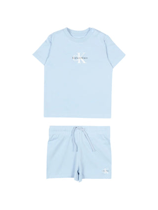 Calvin Klein Jeans completo estivo neonato T-shirt e shorts celeste