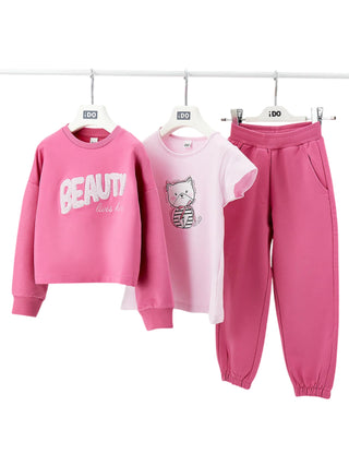 iDo completo sportivo bambina con T-shirt fucsia rosa
