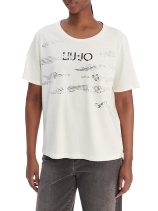 Liu Jo T-shirt manica corta donna con strass panna