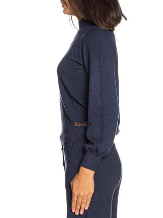 Yes Zee maglia lupetto donna misto viscosa blu M002-RU00 0710 YES-ZEE 