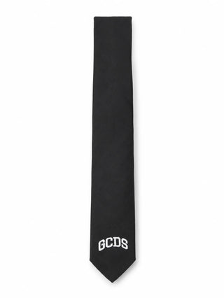 Gcds cravatta bambino satin con logo nero