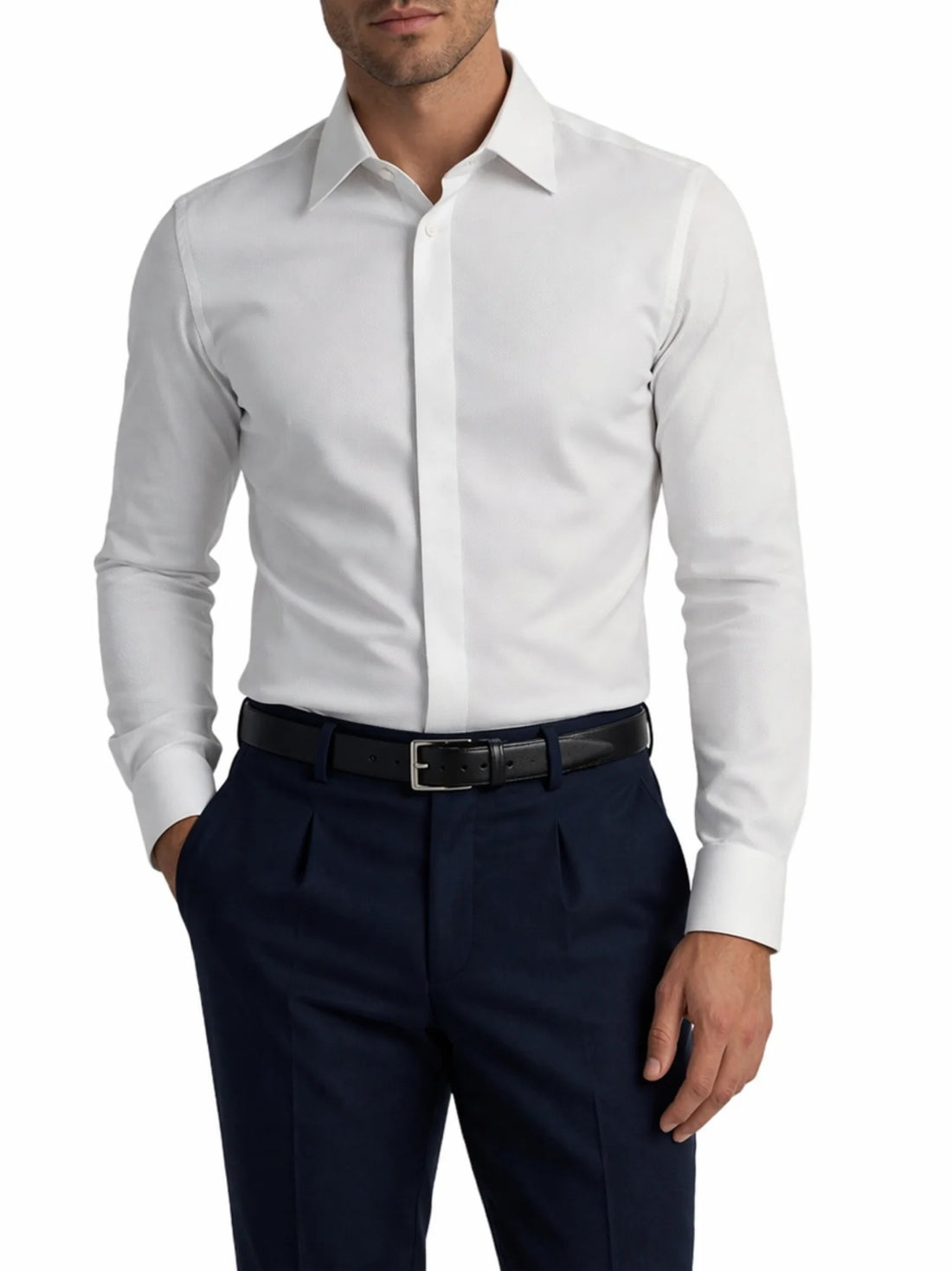 Manuel Ritz camicia uomo manica lunga in cotone bianco