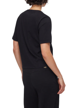 Liu Jo T-shirt scollo a V con strass nero