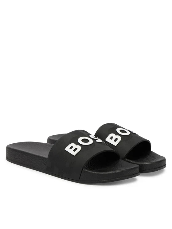 Boss ciabatte bambino con logo nero