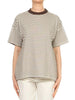 Vicolo T-shirt donna in cotone a righe panna marrone