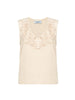 Blugirl T-shirt smanicata con ricami floreali beige chiaro
