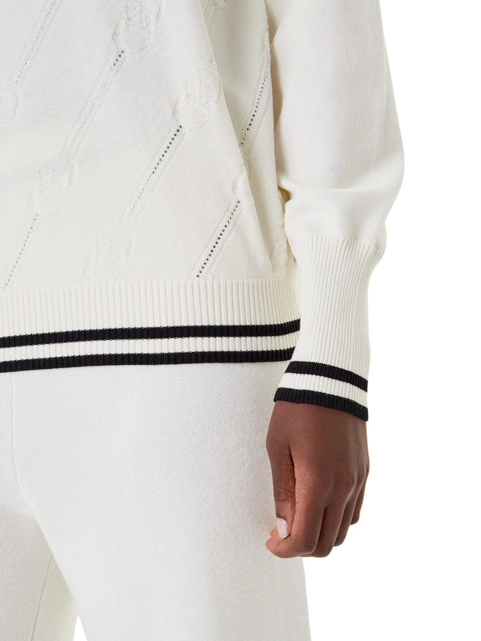 Liu Jo maglia donna con strass e logo panna