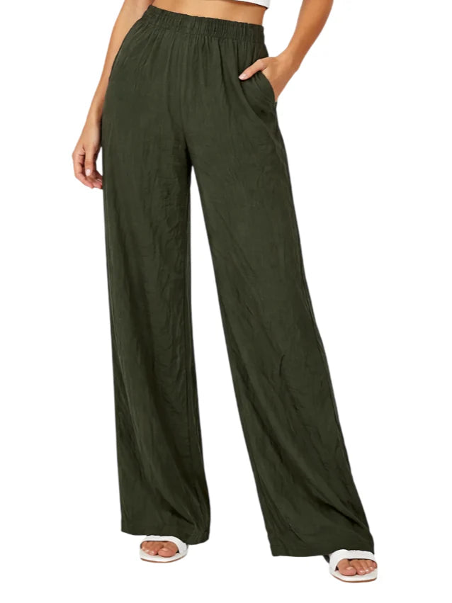 Sandro Ferrone pantaloni gamba larga effetto crinkle verde militare