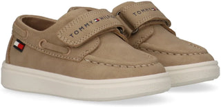 Tommy Hilfiger sneakers bambino in ecopelle con velcro beige