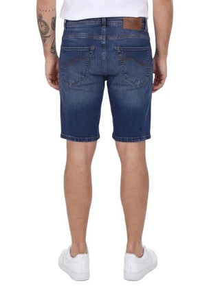 Yes Zee bermuda uomo in denim slim fit lavaggio blu