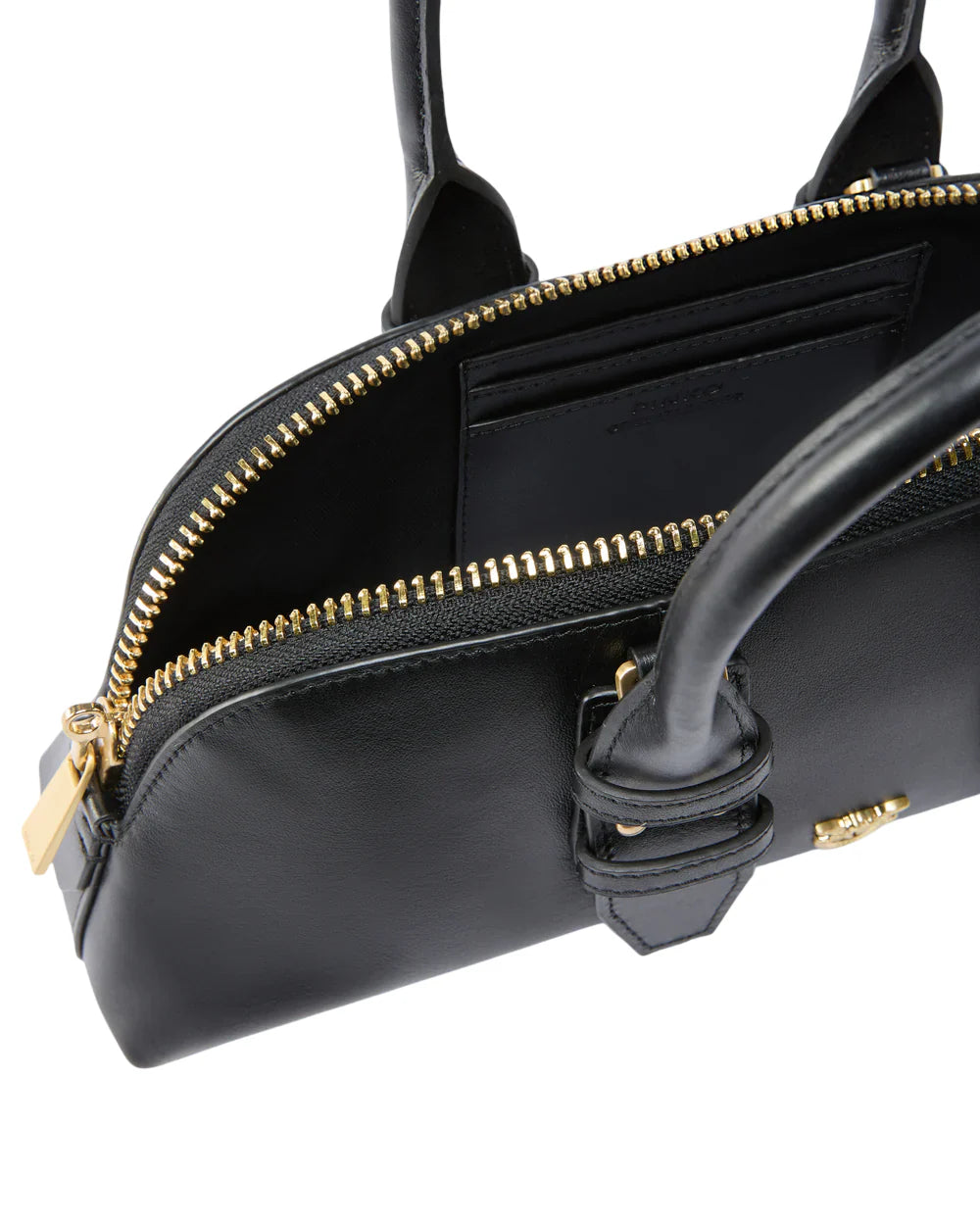 Pinko borsa Bowling Bag Horizontal in pelle nero oro
