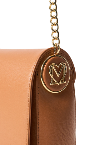 Love Moschino borsa a spalla in ecopelle martellata cuoio