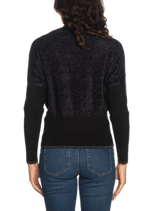 Yes Zee maglia in tessuto fluffy con lurex nero M014-IS00 0801 YES-ZEE