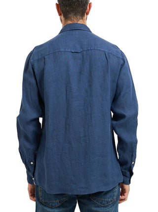 Liu Jo camicia uomo in lino manica lunga blu