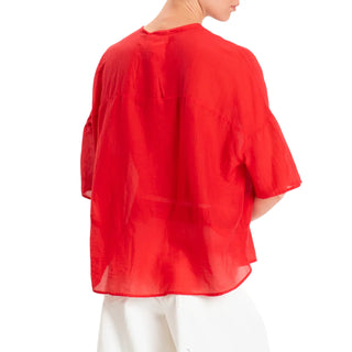 Vicolo camicia donna misto seta rosso TAB0670 ROSSO VICOLO