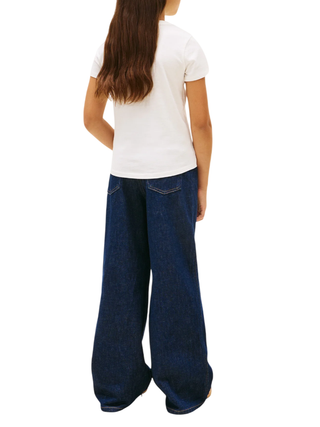 Tommy Hilfiger T-shirt bambina con logo flock panna