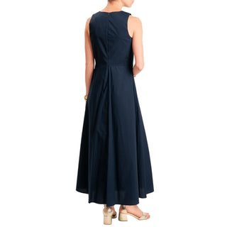Vicolo abito lungo smanicato in cotone blu TAB1814 BLU VICOLO
