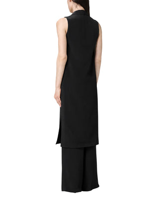 Simona Corsellini gilet lungo donna con bottone gioiello nero
