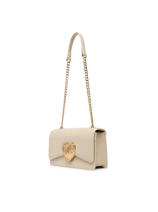 Love Moschino borsa a tracolla con placca logo ecrù