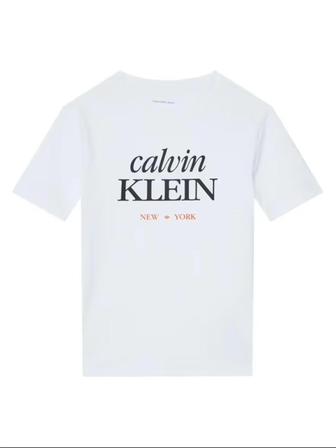 Calvin Klein Jeans T-shirt unisex bambino con logo bianco