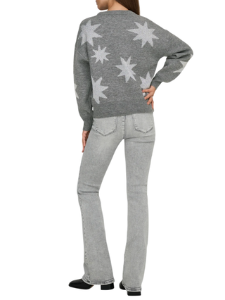 Only maglia donna con stelle lurex grigio 15328250 MEDIUM GREY MEL-SILVER GLITTER ONLY
