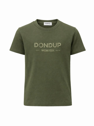 Dondup T-shirt bambino in cotone con logo verde militare