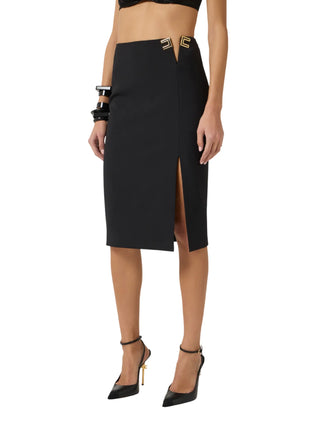 Elisabetta Franchi gonna midi con dettaglio iconico nero