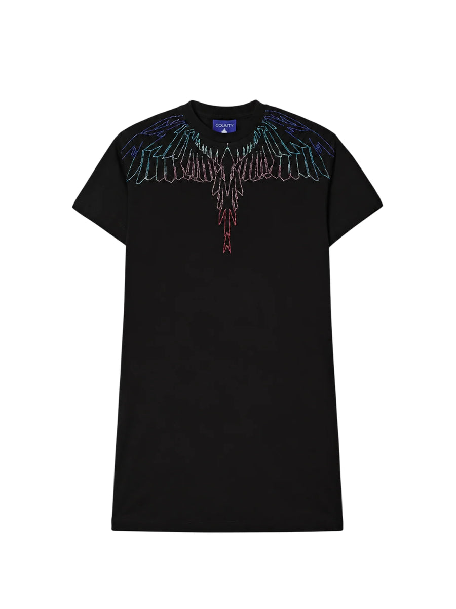 County of Milan abito bambina in jersey logo strass nero