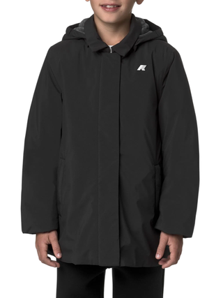 K-Way piumino lungo bambino Morese con cappuccio nero K21471W AL8 K-WAY 