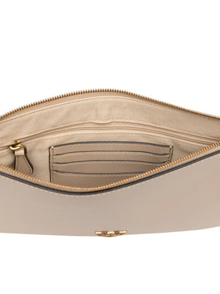 Pinko pochette Flat Classic in pelle con tracolla beige oro