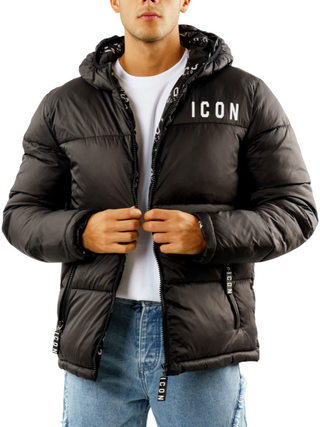 Icon piumino trapuntato uomo con cappuccio nero ICUF2W6J014 NERO ICON 