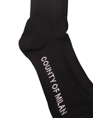 County of Milan calzini uomo con logo nero COMAF250210 NERO-BIANCO COUNTY OF MILAN