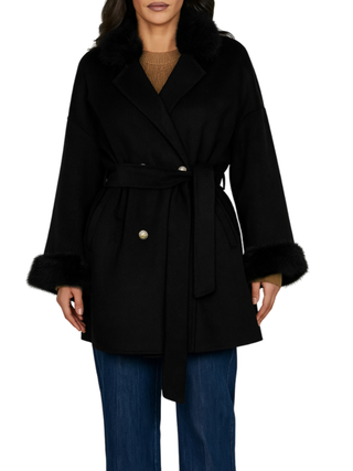 Relish cappotto doppiopetto Vexat con ecopelliccia nero VEXAT 1199 RELISH 