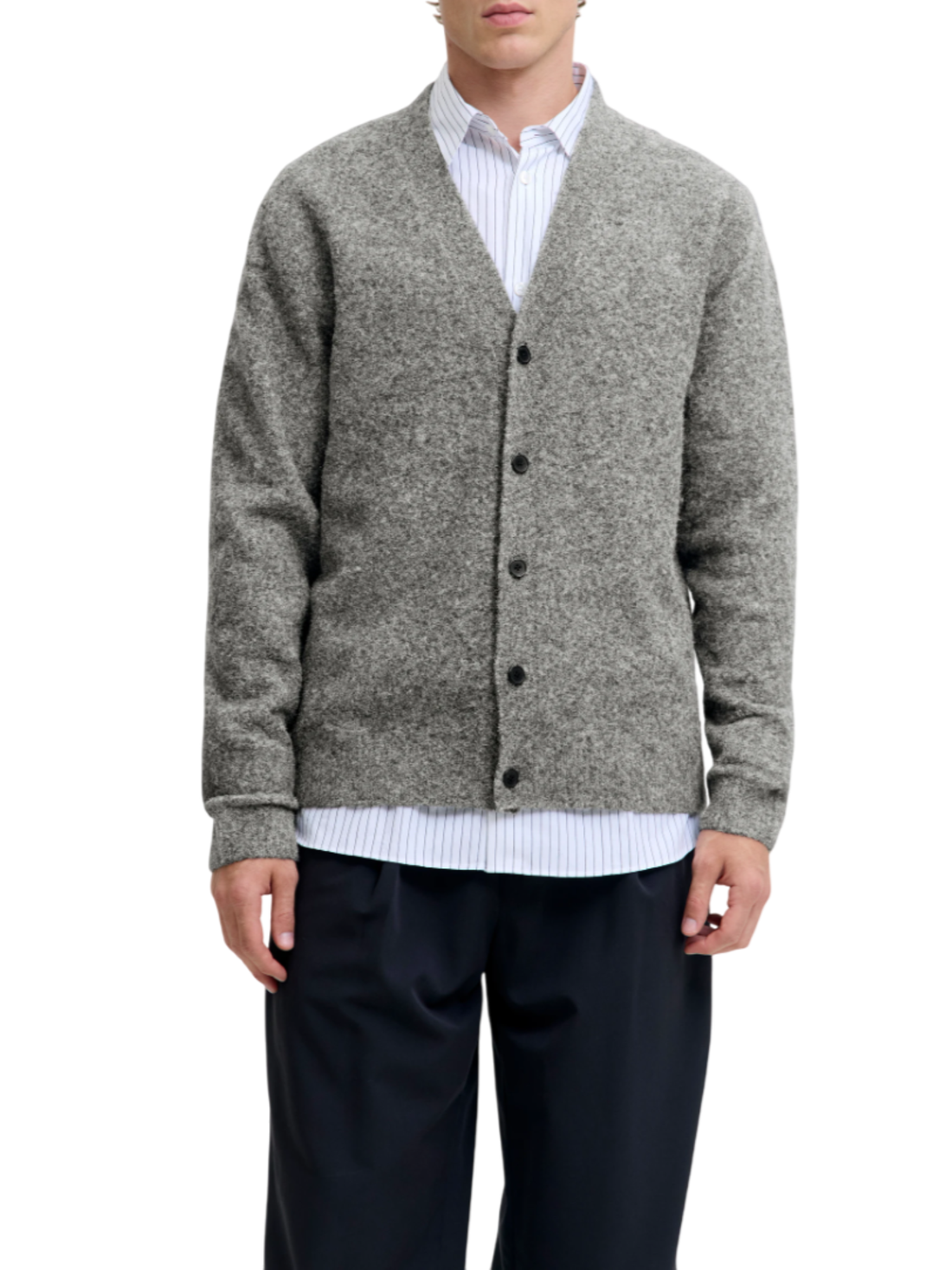 Jack&Jones cardigan uomo misto lana grigio melange
