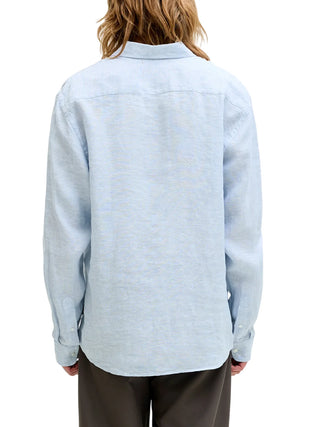 Jack&Jones camicia in lino uomo manica lunga celeste