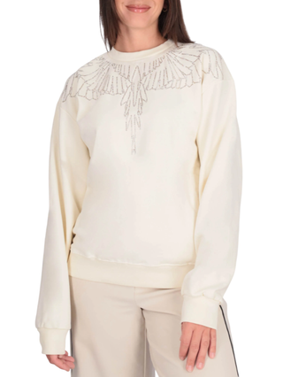 County of Milan felpa con disegno iconico strass panna CM30030 LATTE COUNTY OF MILAN 