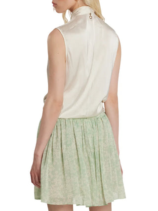 Relish blusa smanicata satin con fusciacca avorio