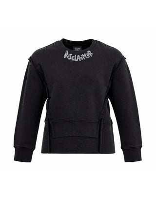 Disclaimer felpa bambina con logo glitter nero