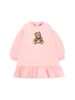 Moschino abito neonata in felpa con orsetto rosa