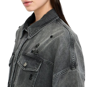 Liu Jo giubbino in denim con applicazioni gioiello lavaggio nero UF5111D4854 87455 LIU JO