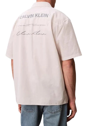 Calvin Klein Jeans camicia manica corta uomo relaxed fit ecrù