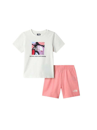 The North Face completo bambina T-shirt e shorts panna rosa