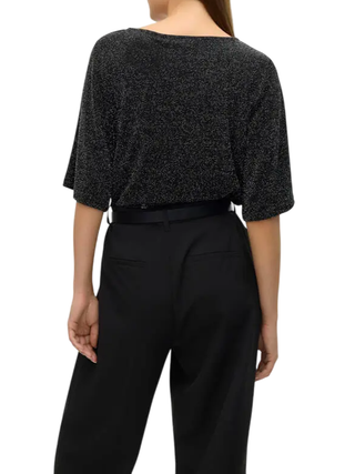 Vero Moda T-shirt manica corta in lurex nero 10296866 BLACK-SILVER LUREX VERO MODA