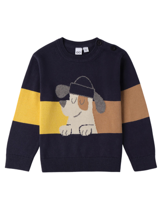 IDo maglia bambino colorblock con cagnolino blu 4F213 3885 iDO 
