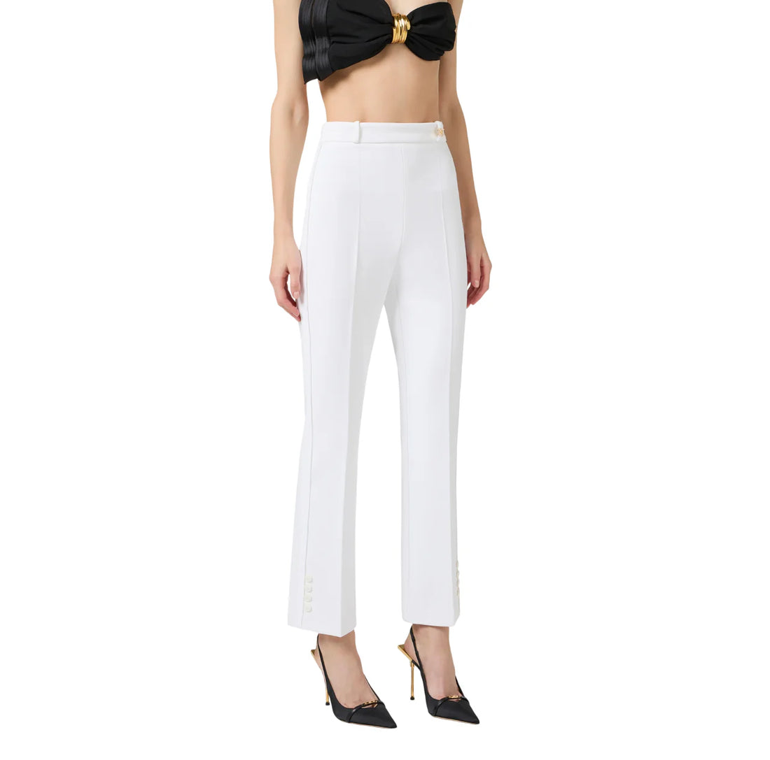 Elisabetta Franchi pantaloni flare in tessuto crepe bianco